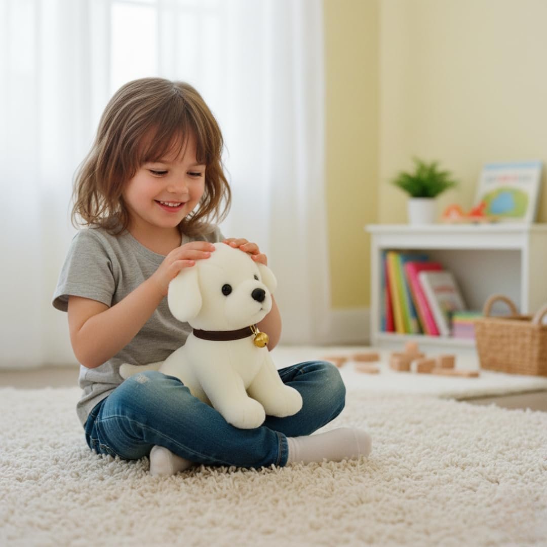 Babique Dog Plush Soft Toy Cute Kids Animal Home Decor Boys/Girls/Baby (25 cm, White) - Image 5