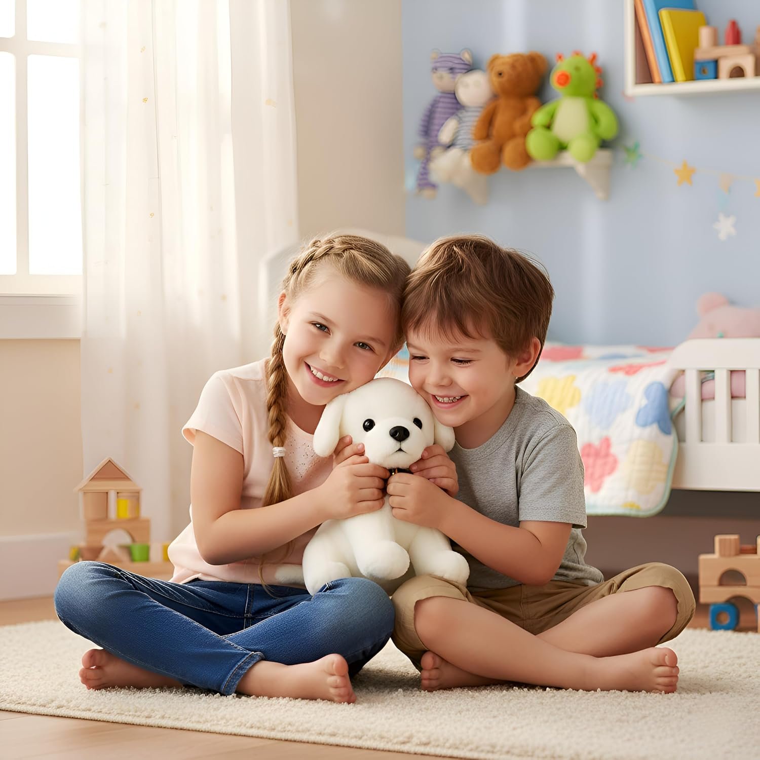 Babique Dog Plush Soft Toy Cute Kids Animal Home Decor Boys/Girls/Baby (25 cm, White) - Image 6